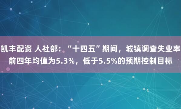 凯丰配资 人社部：“十四五”期间，城镇调查失业率前四年均值为5.3%，低于5.5%的预期控制目标